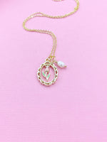 Tulip Flower with White Pearl Charm Necklace, N2033A