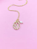 Tulip Flower with White Pearl Charm Necklace, N2033A