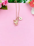 Rose Gold Eagle Necklace, Initial Charm, Patriotic Jewelry