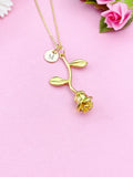 Rose Flower Charm Necklace, N172S