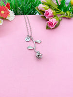 Silver Rose Flower Charm Necklace, N172P