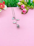 Silver Rose Flower Charm Necklace, N172P