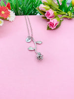 Silver Rose Flower Charm Necklace, N172P