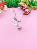 Silver Rose Flower Charm Necklace, N172P