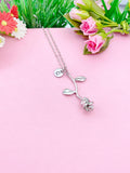 Silver Rose Flower Charm Necklace, N172P