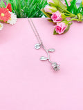 Silver Rose Flower Charm Necklace, N172P