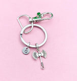 Silver Battle Axe Charm Keychain, Axe Pendant, Axe Keychain, N6073