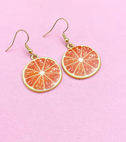 Orange Fruit Earrings, Miniature Earrings, Gold Orange Fruit Charm Earrings,