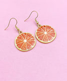 Orange Fruit Earrings, Miniature Earrings, Gold Orange Fruit Charm Earrings,