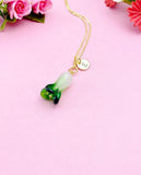 Green Cabbage Vegi Charm Necklace, Handmade Lampwork Cabbage Vegetable, N5312A