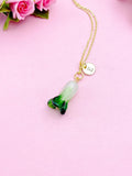 Green Cabbage Vegi Charm Necklace, Handmade Lampwork Cabbage Vegetable, N5312A
