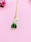 Green Cabbage Vegi Charm Necklace, Handmade Lampwork Cabbage Vegetable, N5312A