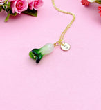 Green Cabbage Vegi Charm Necklace, Handmade Lampwork Cabbage Vegetable, N5312A