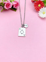 Ace of Spades Charm Necklace, Play Card Ace of Spades Charm, N5766C