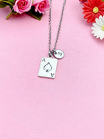 Ace of Spades Charm Necklace, Play Card Ace of Spades Charm, N5766C
