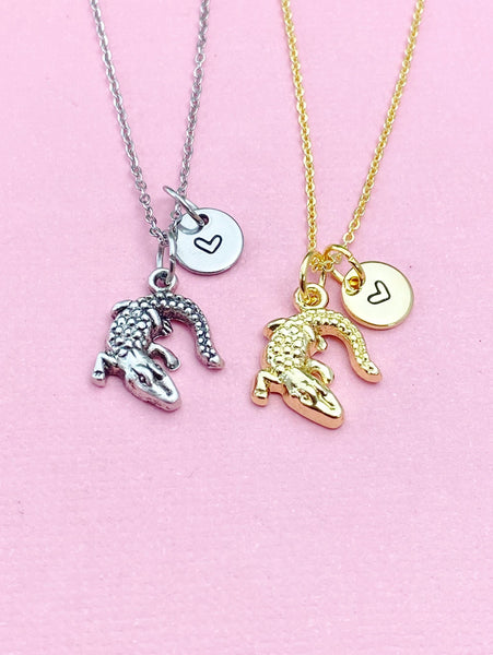 Alligator Necklace, Gold or Silver Personalized Customized Jewelry, N5400A