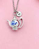 Teapot Porcelain Blue Flower Charm Necklace, N6069