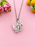 Teapot Porcelain Purple Flower Charm Necklace, N6069B