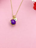 Natural Sugilite  Gold Necklace, Mother's Day Gift, N4701