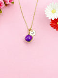 Natural Sugilite  Gold Necklace, Mother's Day Gift, N4701