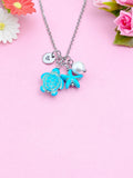 Turtle Starfish Shell Pearl Charm Necklace, Silver or Gold Sea Turtle Love Pet Travel Gifts Ideas, N5709Z