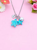Turtle Starfish Shell Pearl Charm Necklace, Silver or Gold Sea Turtle Love Pet Travel Gifts Ideas, N5709Z