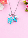 Turtle Starfish Shell Pearl Charm Necklace, Silver or Gold Sea Turtle Love Pet Travel Gifts Ideas, N5709Z