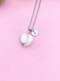 Natural Howlite Heart Pendants Necklace Gemstone Jewelry, N5249