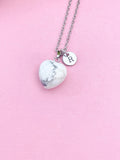 Natural Howlite Heart Pendants Necklace Gemstone Jewelry, N5249
