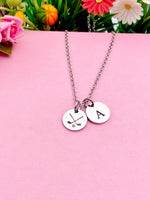 Silver Golf Necklace Bracelet Keychain Optional, Best Christmas Gifts, Personalized Customized Monogram Jewelry, D235