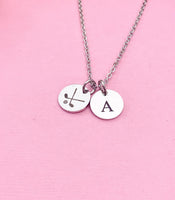 Silver Golf Necklace Bracelet Keychain Optional, Best Christmas Gifts, Personalized Customized Monogram Jewelry, D235
