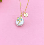 Gold Natural Cultured Freshwater Pearl Palm Tree Necklace, N2907