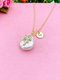 Gold Natural Cultured Freshwater Pearl Palm Tree Necklace, N2907