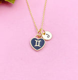 Gemini Necklace, Twins, Constellation, Heart, Birthday Gift, N3824