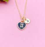 Gemini Necklace, Twins, Constellation, Heart, Birthday Gift, N3824