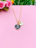 Gemini Necklace, Twins, Constellation, Heart, Birthday Gift, N3824
