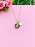 Gemini Necklace, Twins, Constellation, Heart, Birthday Gift, N3824