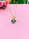 Gemini Necklace, Twins, Constellation, Heart, Birthday Gift, N3824