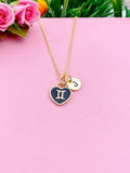 Gemini Necklace, Twins, Constellation, Heart, Birthday Gift, N3824
