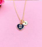 Gemini Necklace, Twins, Constellation, Heart, Birthday Gift, N3824