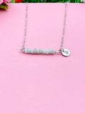 Natural Celestite Bar Silver Necklace, Natural Gemstone Jewelry, N5988A