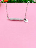 Natural Celestite Bar Silver Necklace, Natural Gemstone Jewelry, N5988A