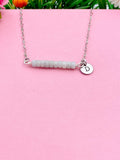 Natural Celestite Bar Silver Necklace, Natural Gemstone Jewelry, N5988A