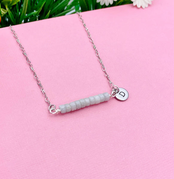 Natural Celestite Bar Silver Necklace, Natural Gemstone Jewelry, N5988A