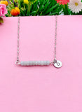 Natural Celestite Bar Silver Necklace, Natural Gemstone Jewelry, N5988A