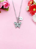 Butterfly Necklace, Silver Butterfly Charm, Insect Bug Charm, N129