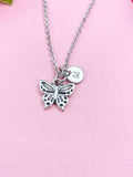 Butterfly Necklace, Silver Butterfly Charm, Insect Bug Charm, N129