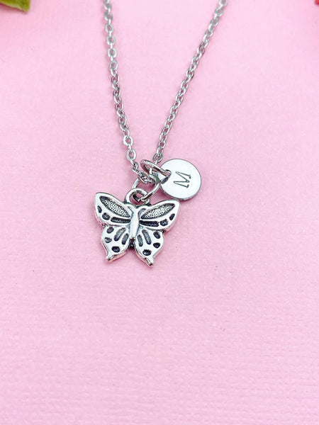 Butterfly Necklace, Silver Butterfly Charm, Insect Bug Charm, N129