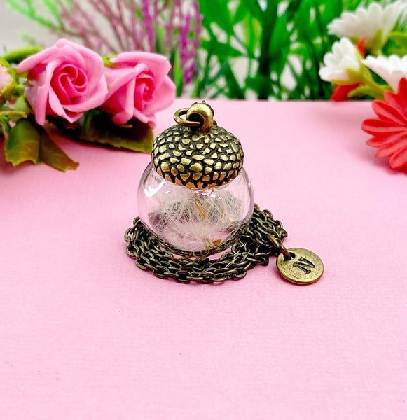 Dandelion Acorn Charm Necklace ,N3302A