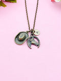 Horse Cowboy Hat Charm Bronze Necklace, N2309
